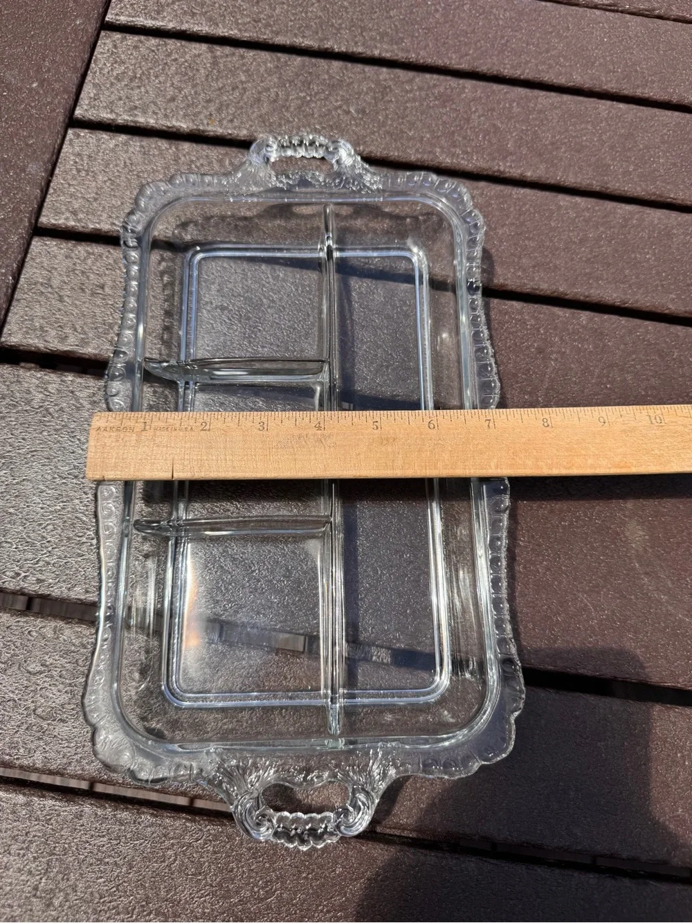Vintage Glass Divided Serving Tray - Rectangular